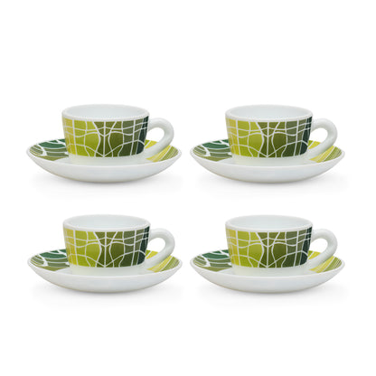 Larah by Borosil Beryl Cup n Saucers Set 140 ml x 8