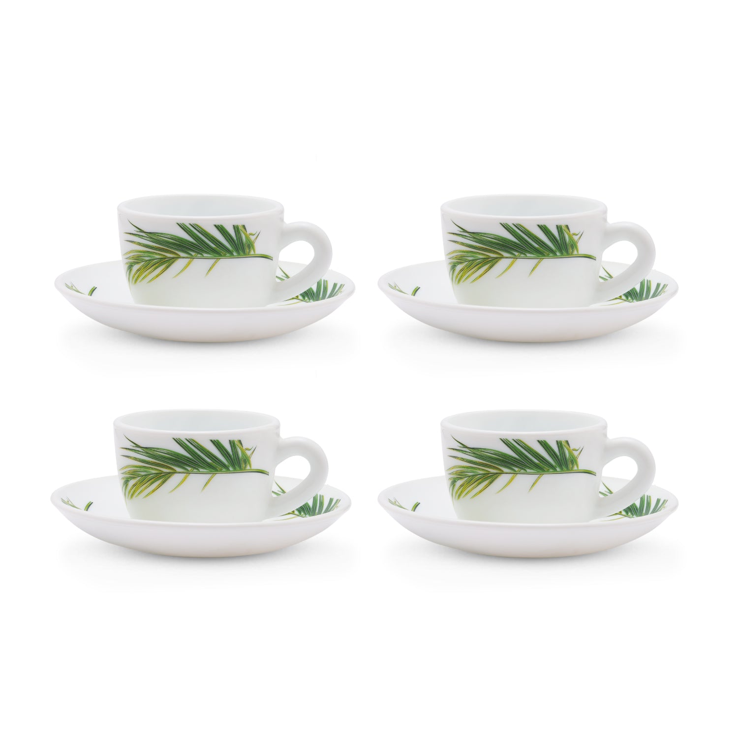 Larah by Borosil Crescent Cup n Saucer Set 140 ml x 8