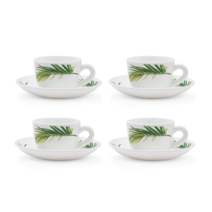 Larah by Borosil Crescent Cup n Saucer Set 140 ml x 8