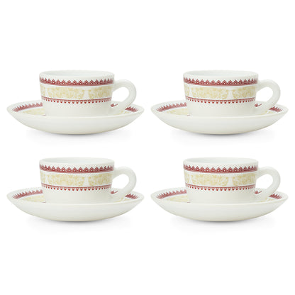 Larah by Borosil Elega Cup n Saucers Set 140 ml x 8