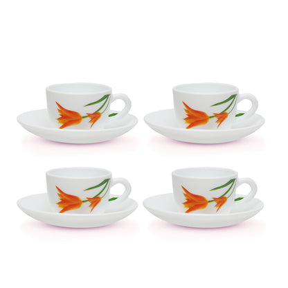 Larah by Borosil Firefly Cup n Saucer Set 140 ml x 8
