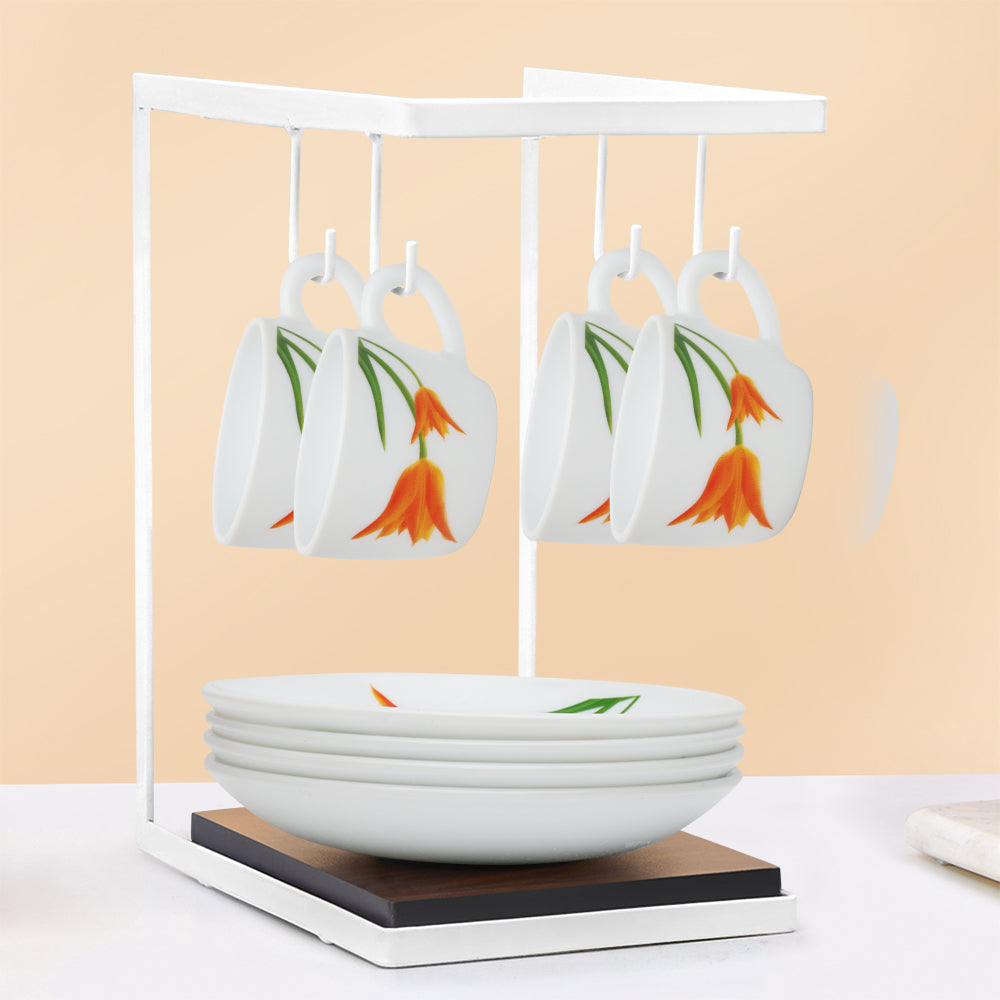 Larah by Borosil Firefly Cup n Saucer Set 140 ml x 8