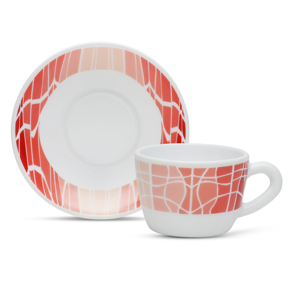 Larah by Borosil Flamingo Cup n Saucers Set 140 ml x 8