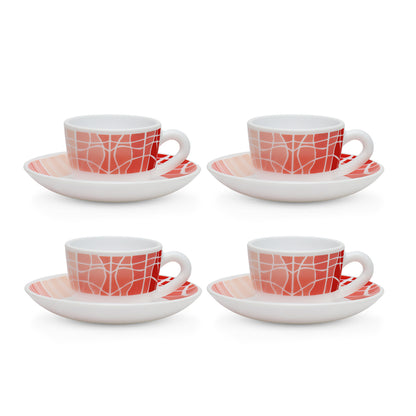 Larah by Borosil Flamingo Cup n Saucers Set 140 ml x 8