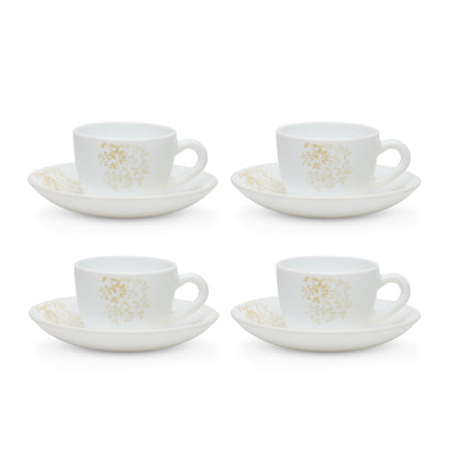 Larah by Borosil Ingot Cup n Saucer Set 140 ml x 8
