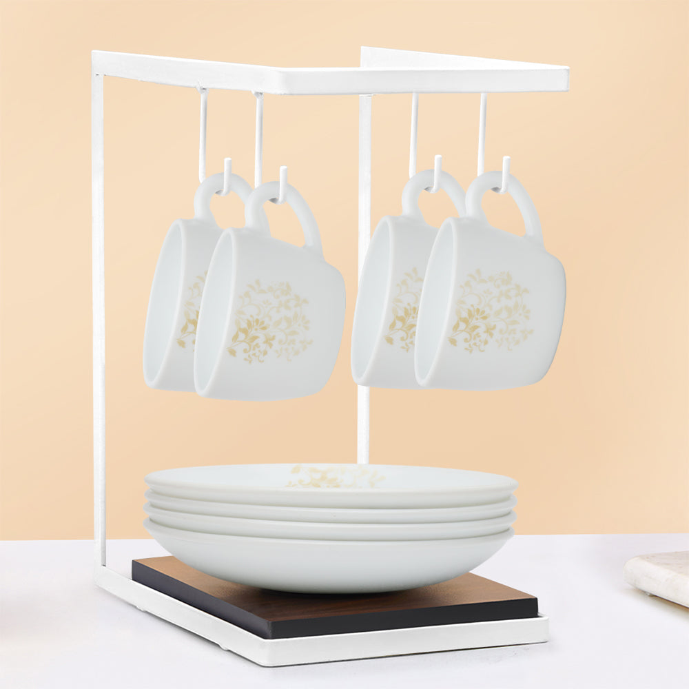 Larah by Borosil Ingot Cup n Saucer Set 140 ml x 8