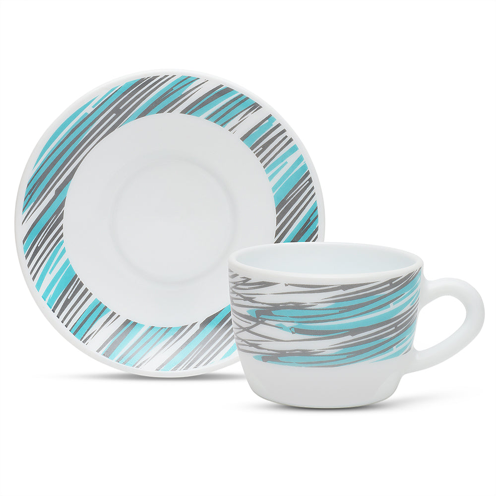 Larah by Borosil Joy Cup n Saucers Set 140 ml x 8