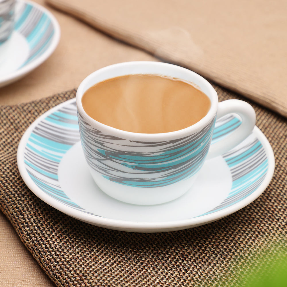 Larah by Borosil Joy Cup n Saucers Set 140 ml x 8