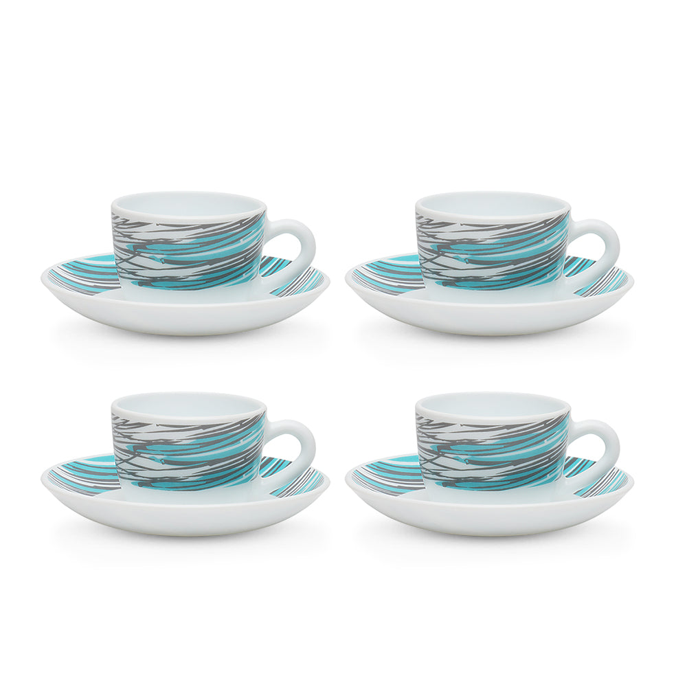 Larah by Borosil Joy Cup n Saucers Set 140 ml x 8