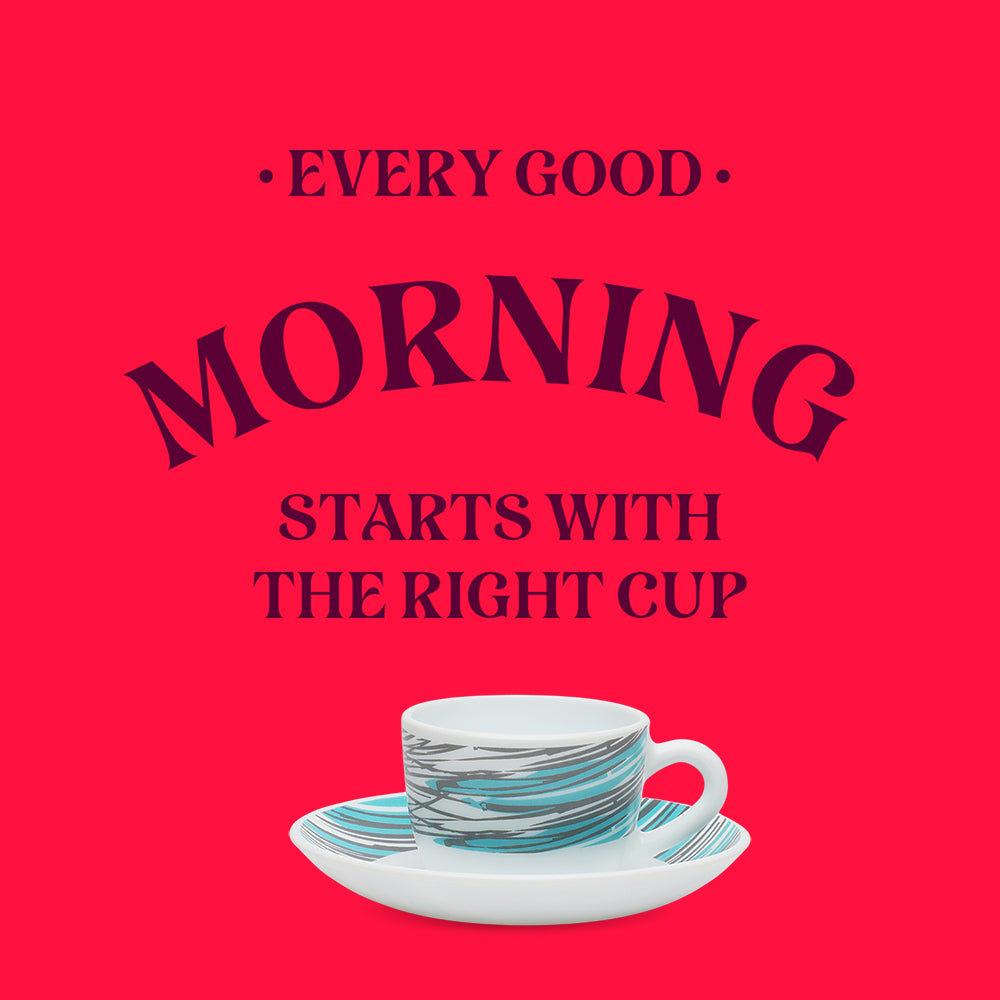 Larah by Borosil Joy Cup n Saucers Set 140 ml x 8