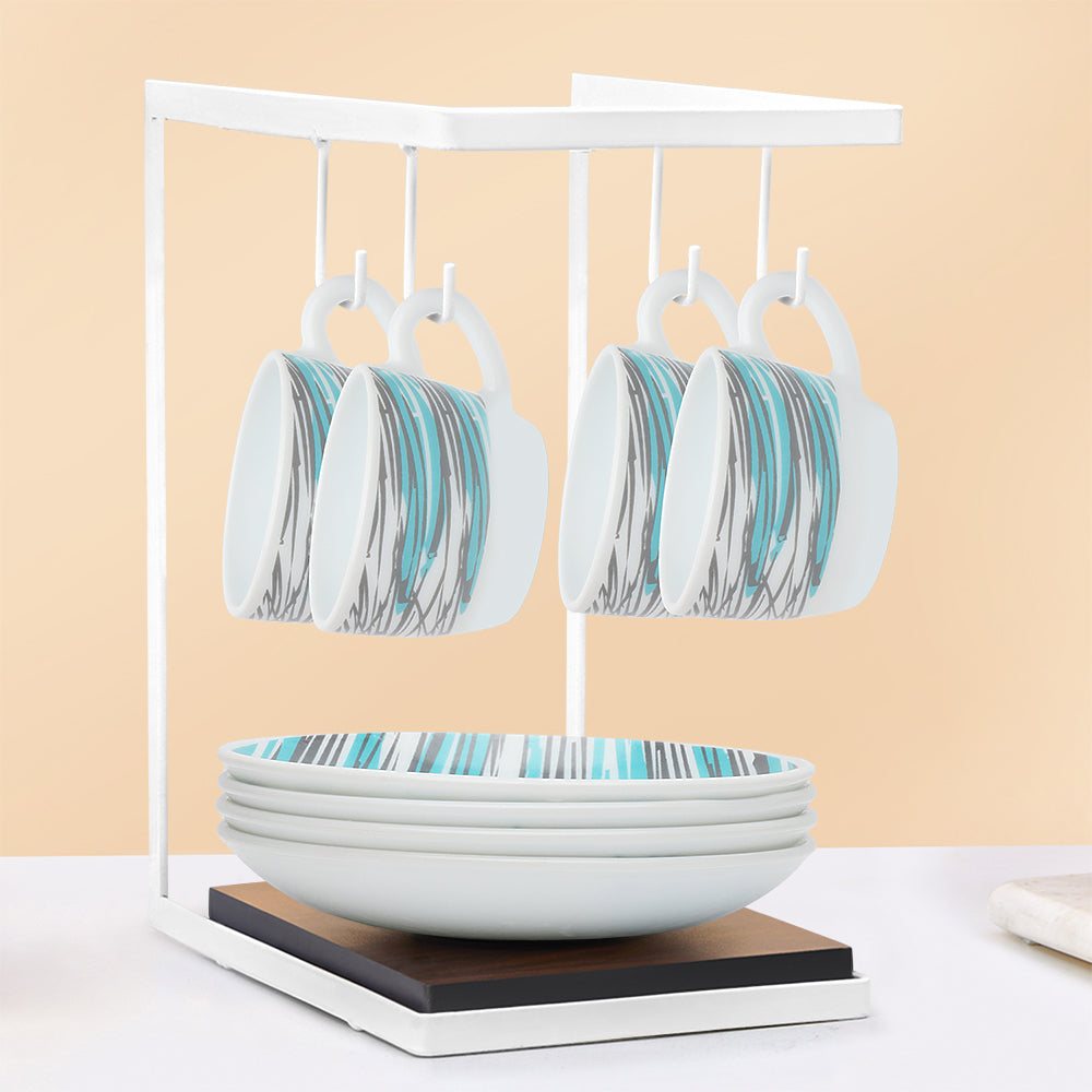 Larah by Borosil Joy Cup n Saucers Set 140 ml x 8