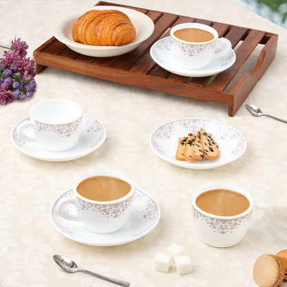 Larah by Borosil Lark Cup n Saucers Set 140 ml x 8