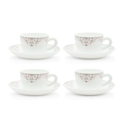 Larah by Borosil Lark Cup n Saucers Set 140 ml x 8