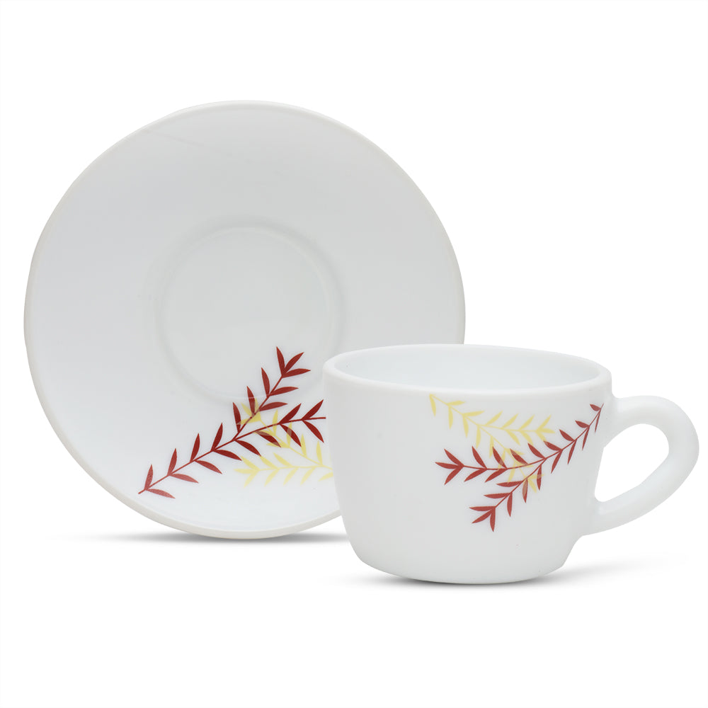 Larah by Borosil Oak Cup n Saucer Set 140 ml x 8