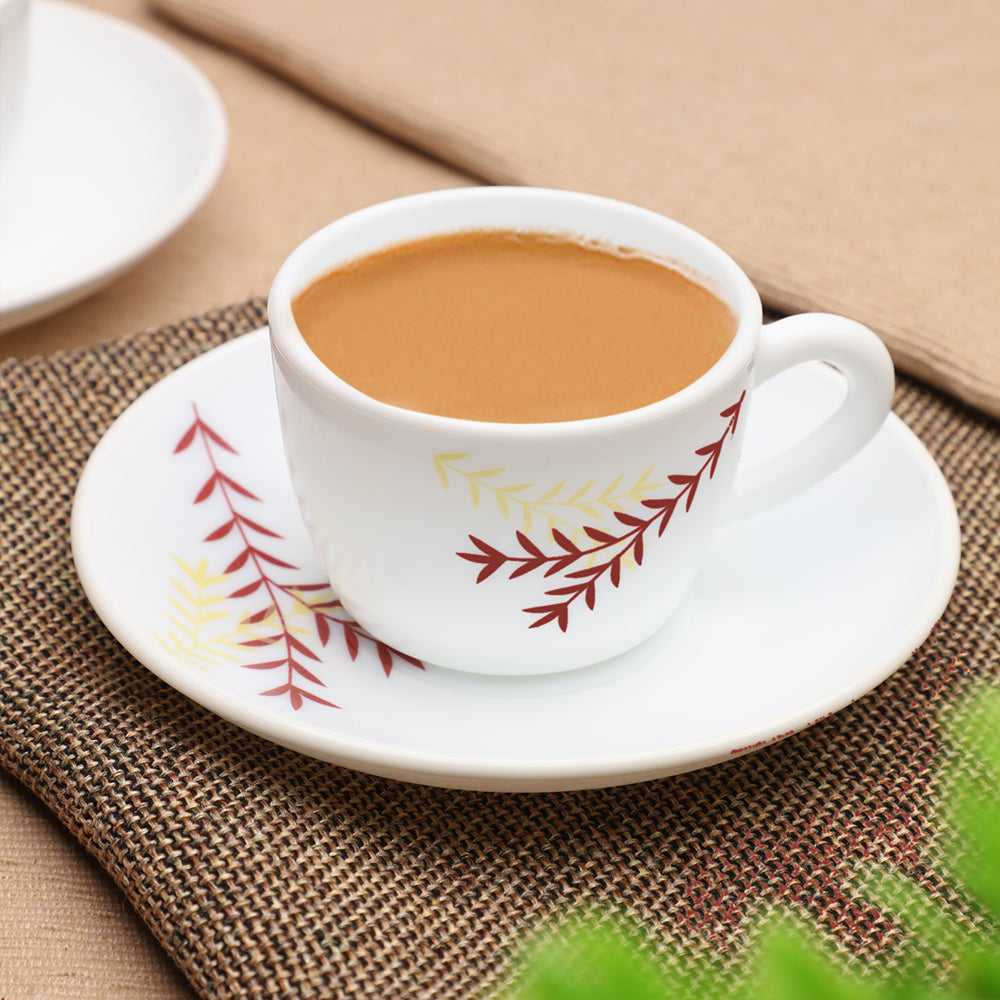 Larah by Borosil Oak Cup n Saucer Set 140 ml x 8