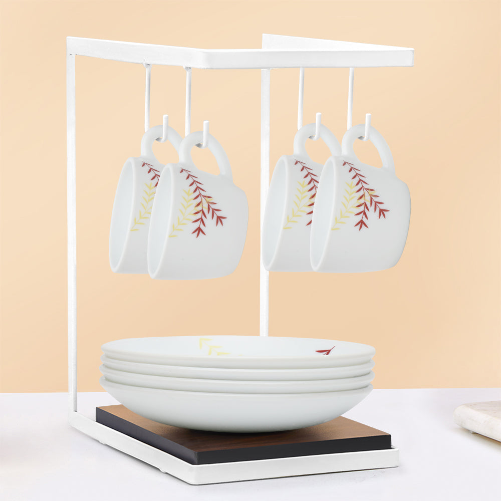 Larah by Borosil Oak Cup n Saucer Set 140 ml x 8