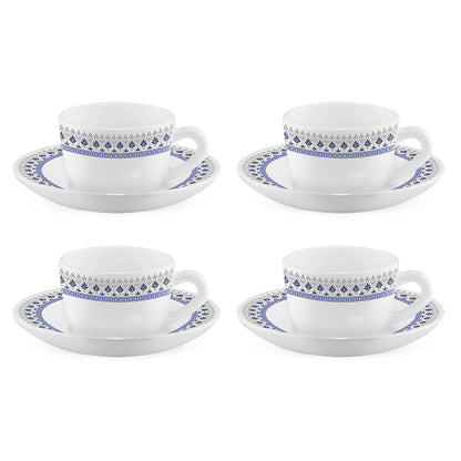 Larah by Borosil Ocean Cup n Saucers Set 140 ml x 8