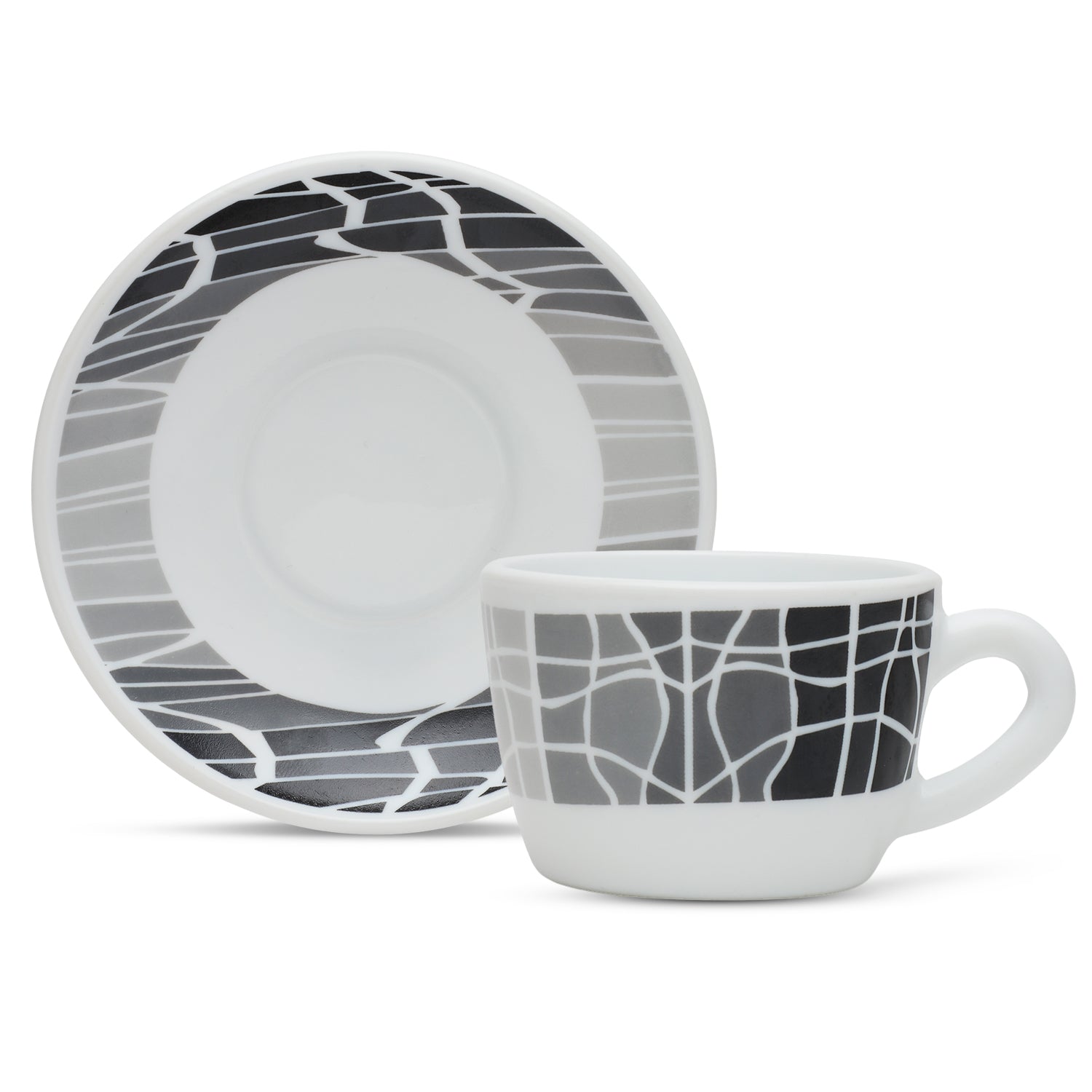 Larah by Borosil Sitara Cup n Saucers Set 140 ml x 8