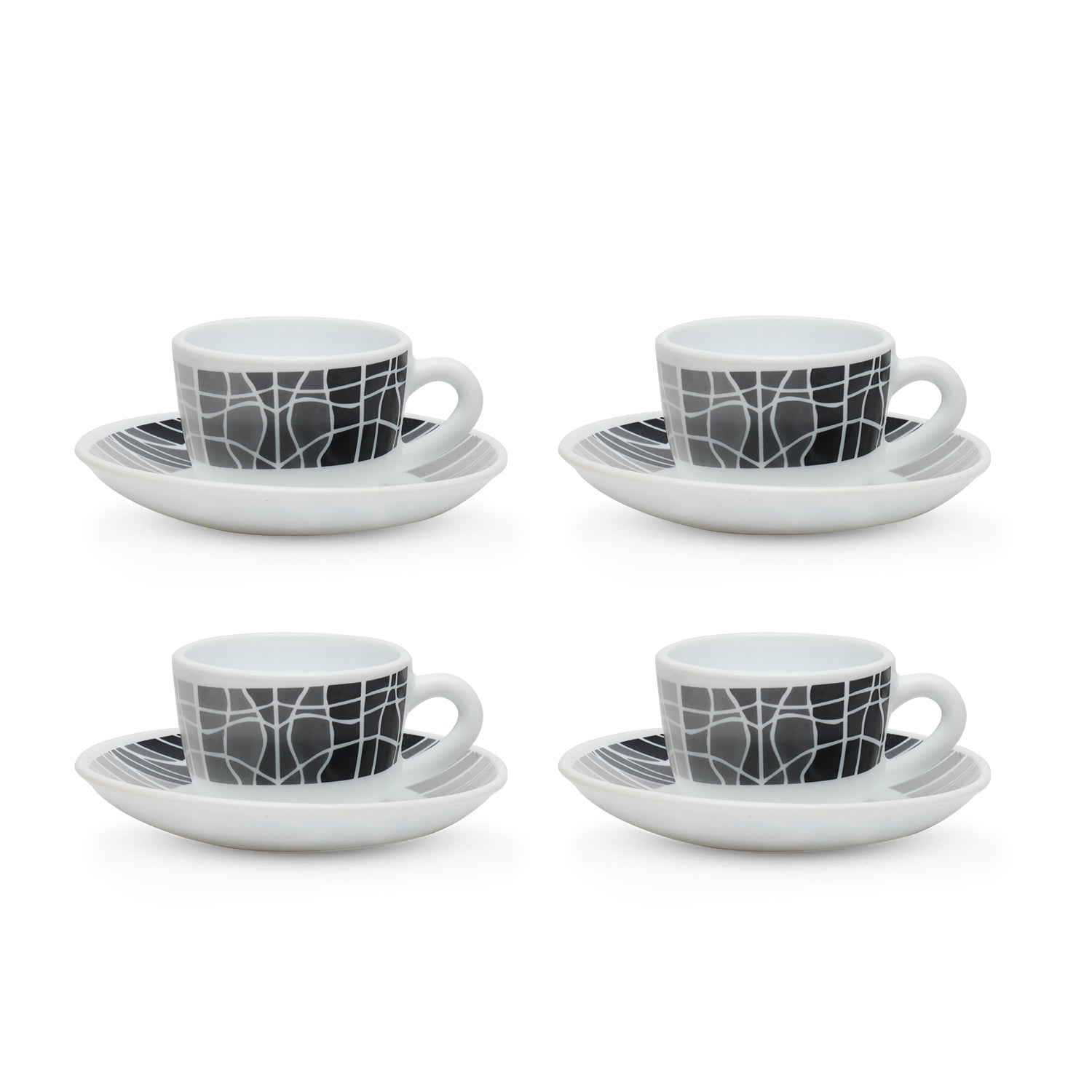 Larah by Borosil Sitara Cup n Saucers Set 140 ml x 8