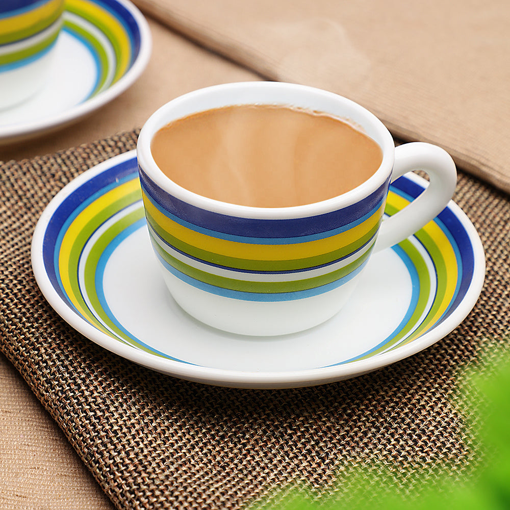 Larah by Borosil Vienna Cup n Saucers Set 140 ml x 8