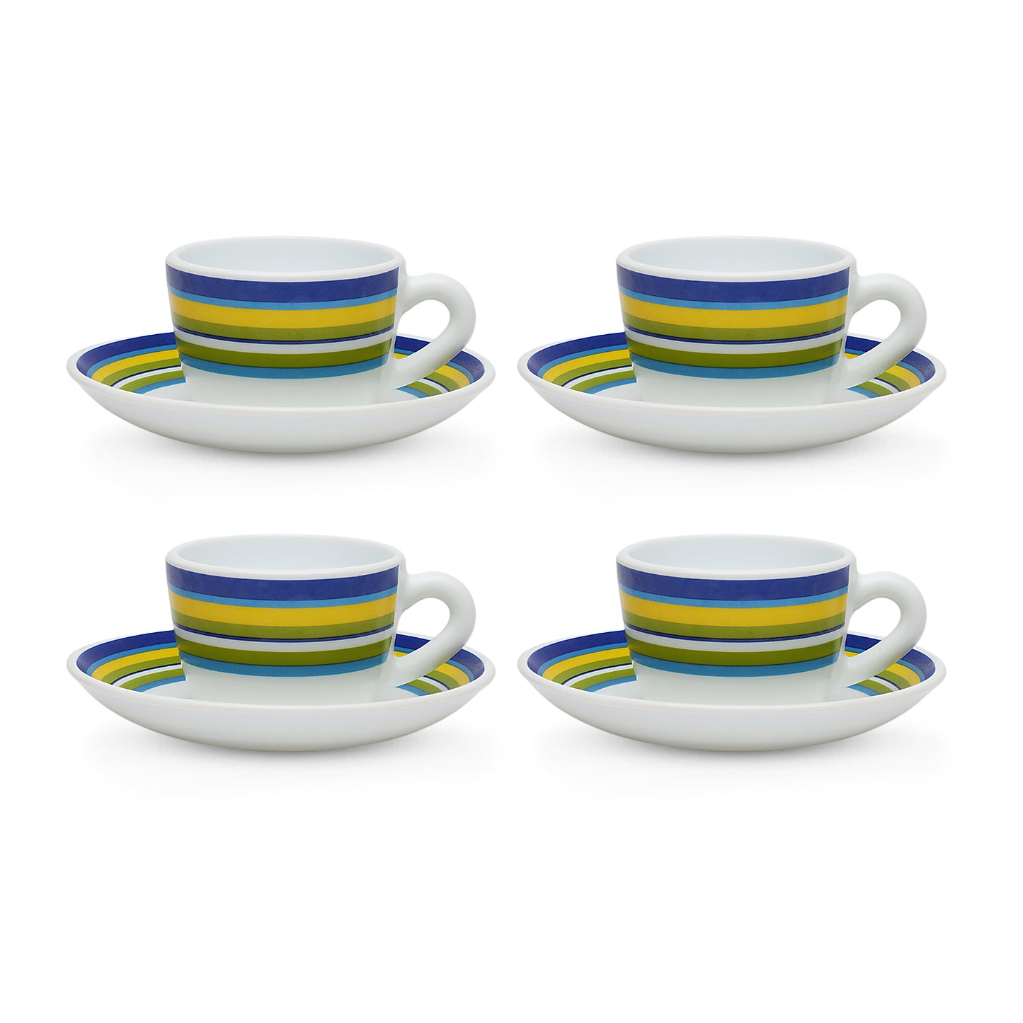 Larah by Borosil Vienna Cup n Saucers Set 140 ml x 8