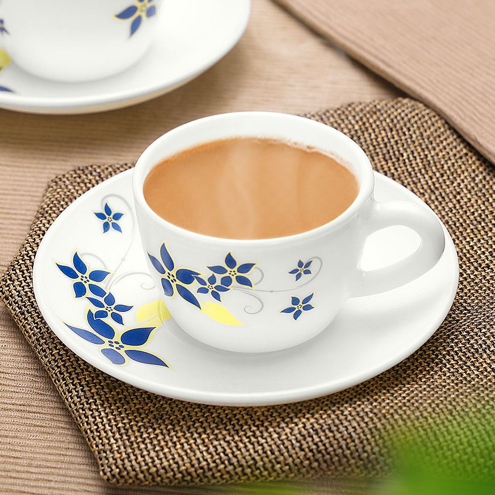 Larah by Borosil Viva Cup n Saucer Set 140 ml x 8