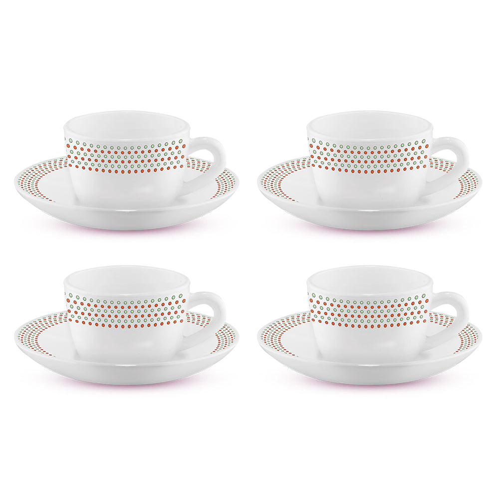 Larah by Borosil Waltz Cup n Saucer Set 140 ml x 8