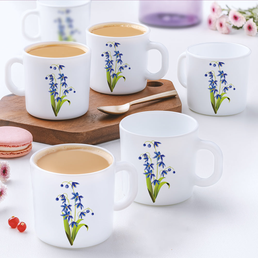 Larah by Borosil Lavender Snack Set w Mugs 8 pc Set