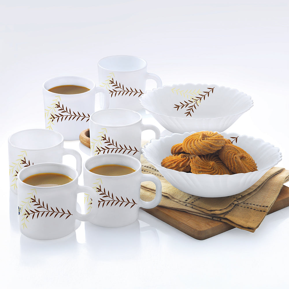 Larah by Borosil Oak Snack Set w Mugs