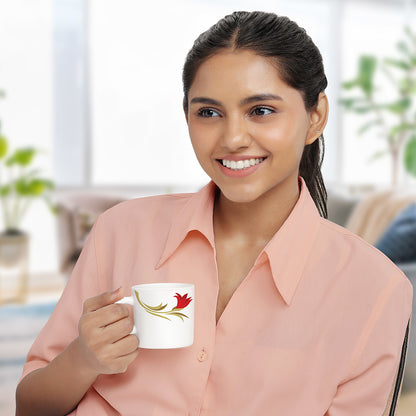 Larah by Borosil Red Lily Snack Set w Mugs 8 pc Set
