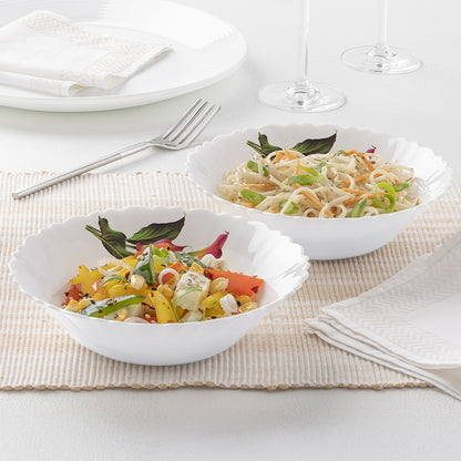 Larah by Borosil, Opalware Stargazer Snack Set With Mugs, White