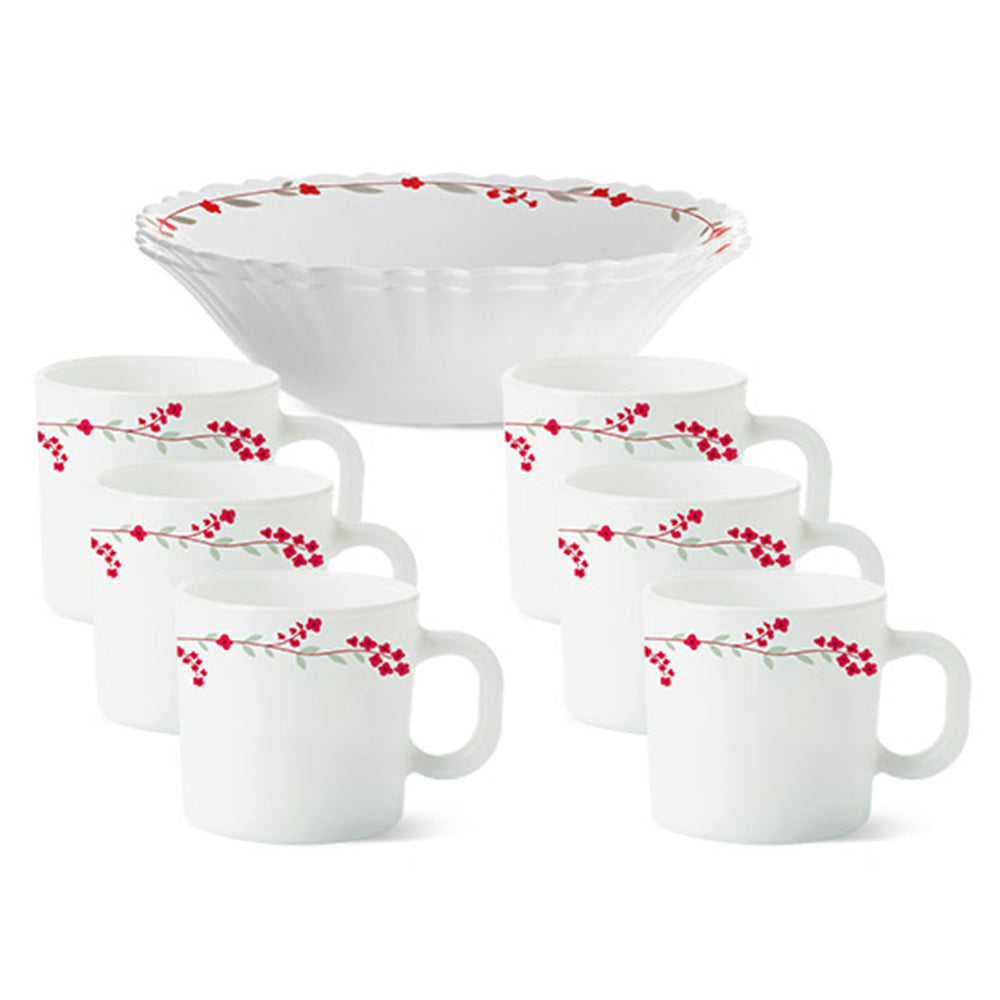 Larah by Borosil Verona Snack Set w Mugs 8 pc Set