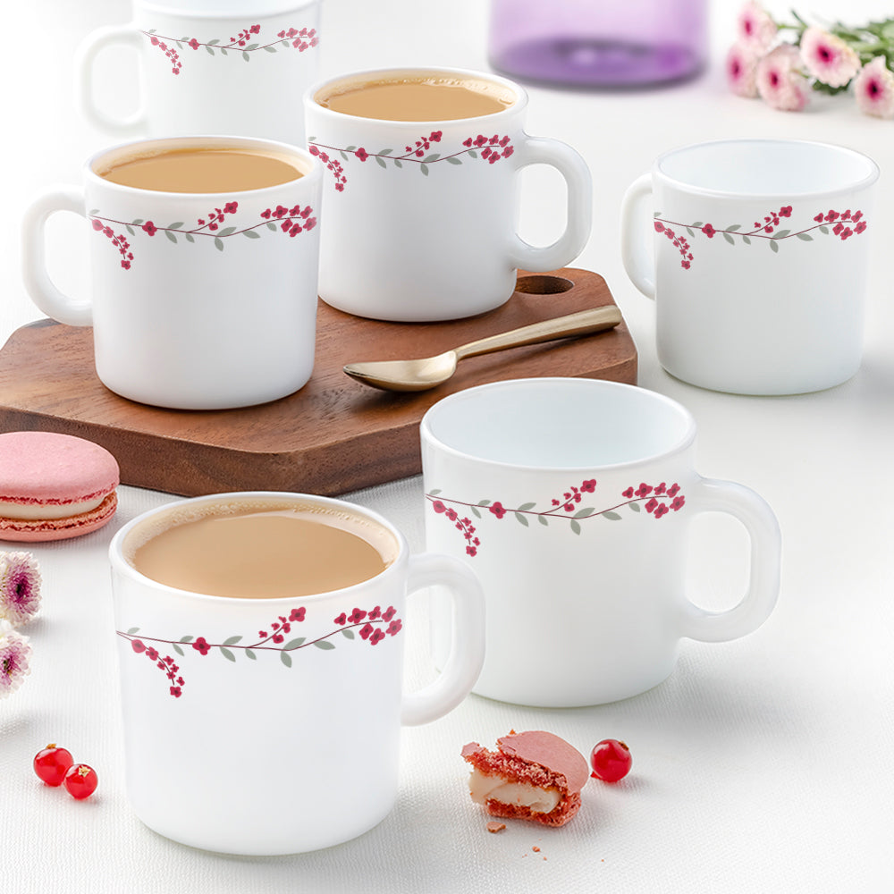 Larah by Borosil Verona Snack Set w Mugs 8 pc Set