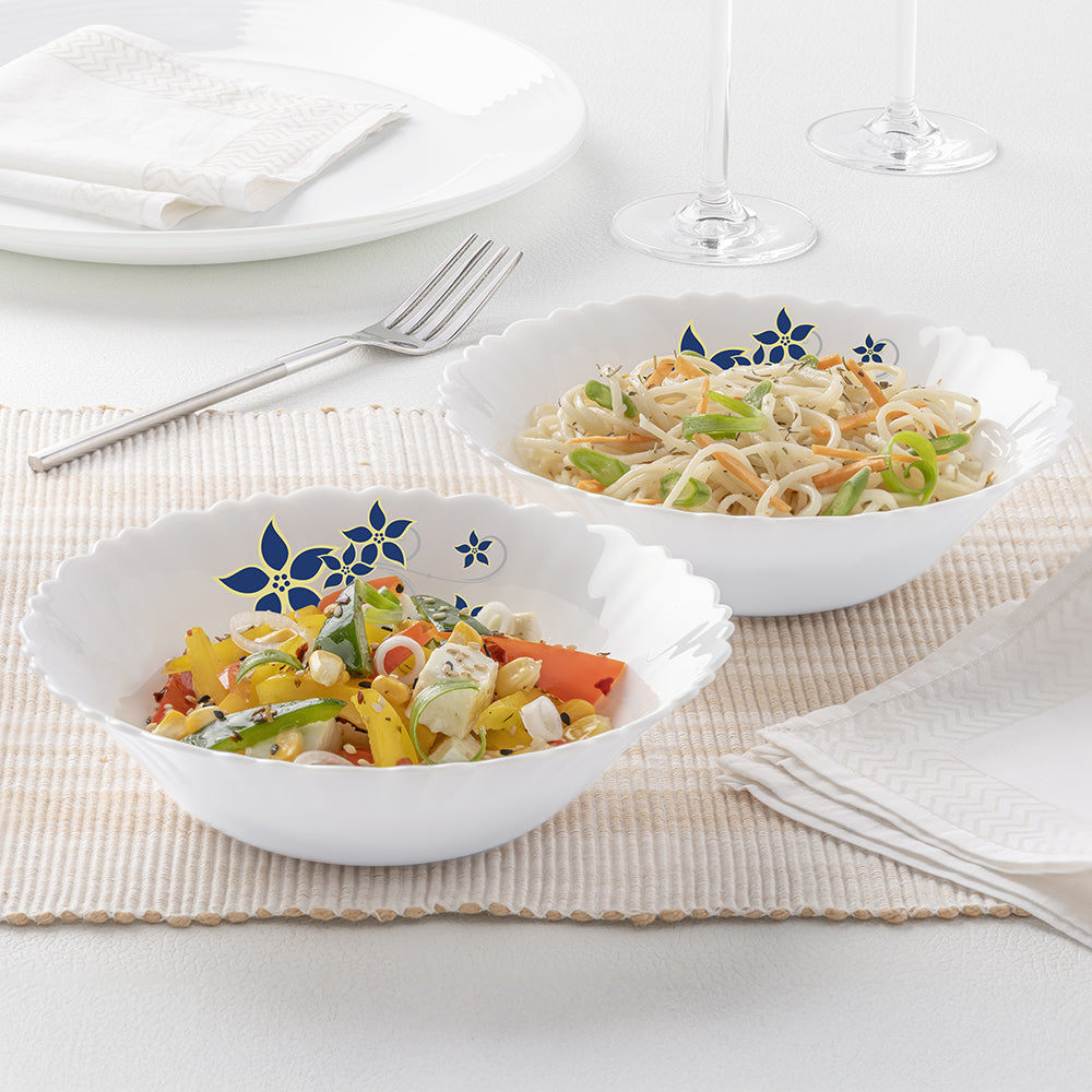 Larah by Borosil, Opalware Viva Family-Snack Set With Mugs, White