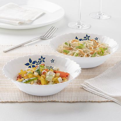 Larah by Borosil, Opalware Viva Family-Snack Set With Mugs, White