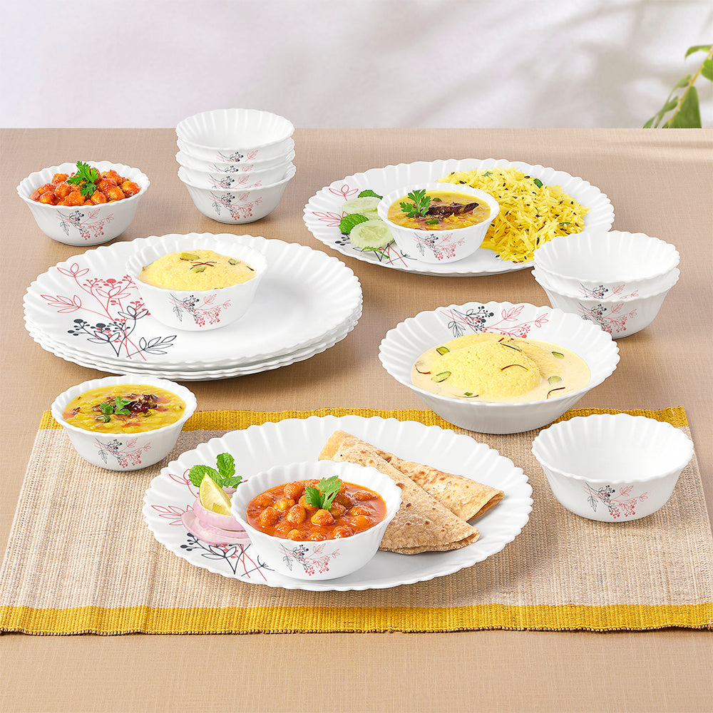 Larah by Borosil Aspen 19 pc Dinner Set 19 pc Set: Serves 6