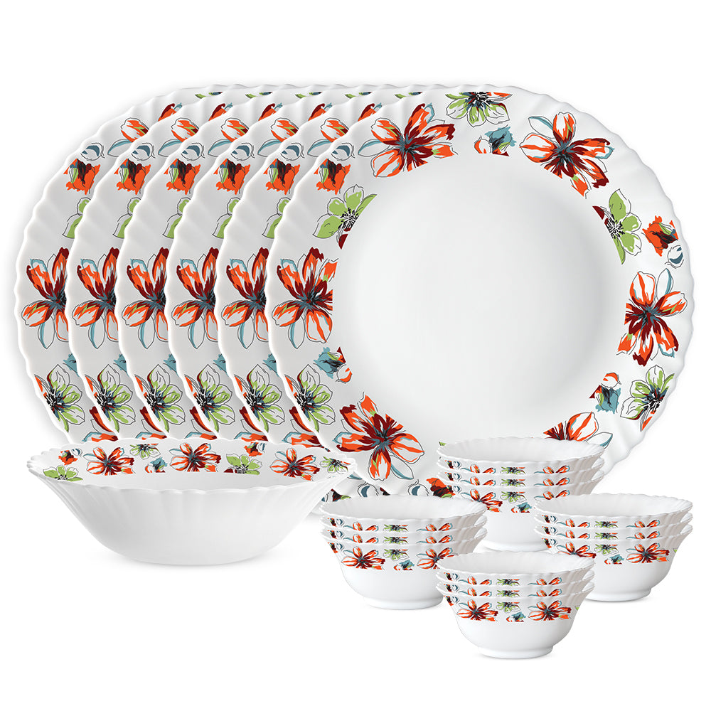 Larah by Borosil Bali 19 pc Dinner Set 19 pc Set: Serves 6