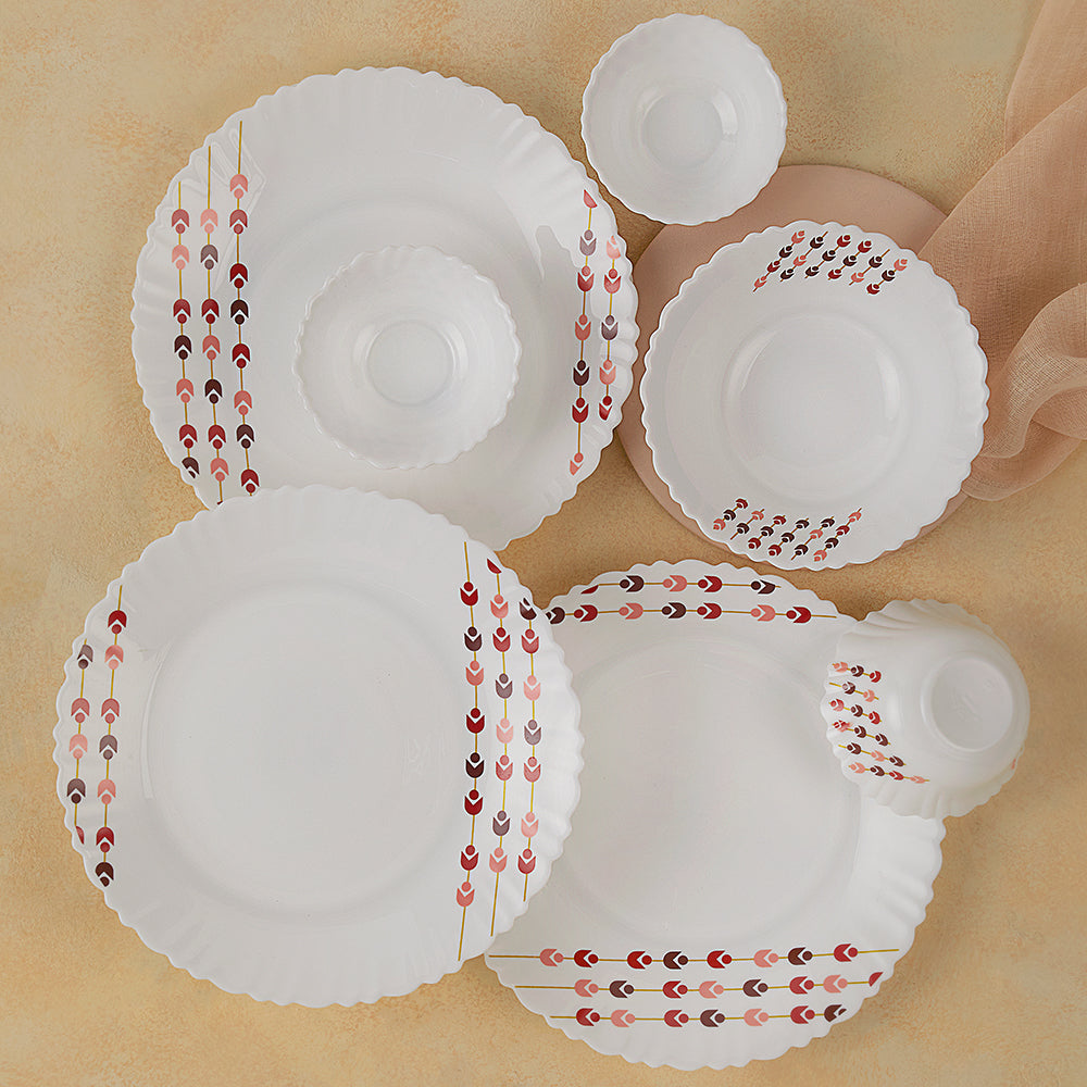 Larah by Borosil, Berry Bliss Dinner Set 19 pc Set: Serves 6