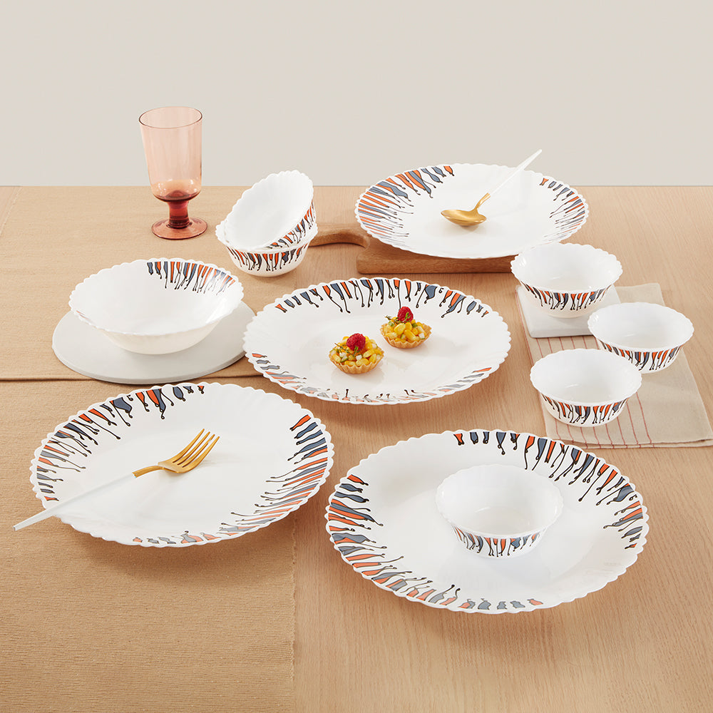 Larah by Borosil, Florentine Dinner Set 19 pc Set: Serves 6