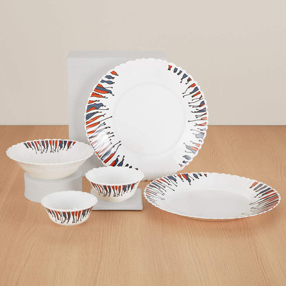 Larah by Borosil, Florentine Dinner Set 19 pc Set: Serves 6