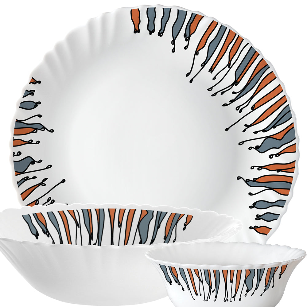 Larah by Borosil, Florentine Dinner Set 19 pc Set: Serves 6