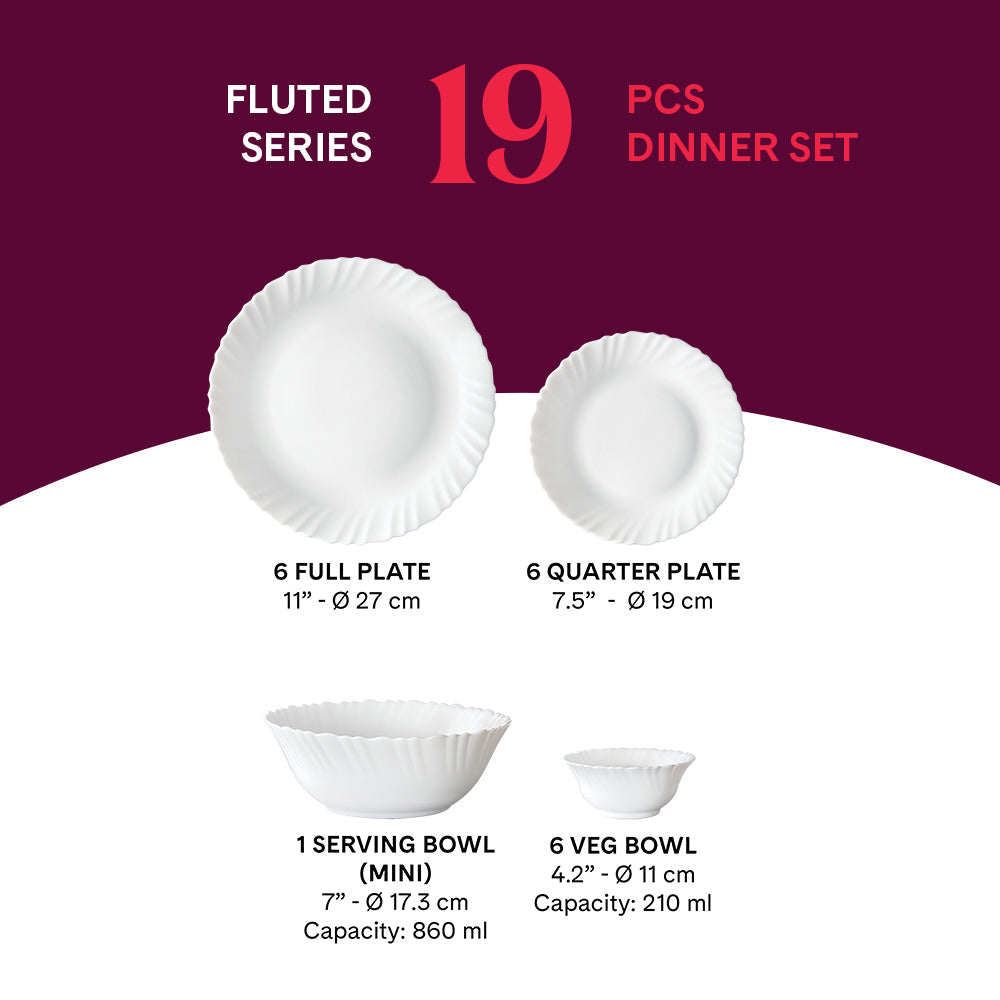 Larah by Borosil Mimosa Dinner Set, 19 pc