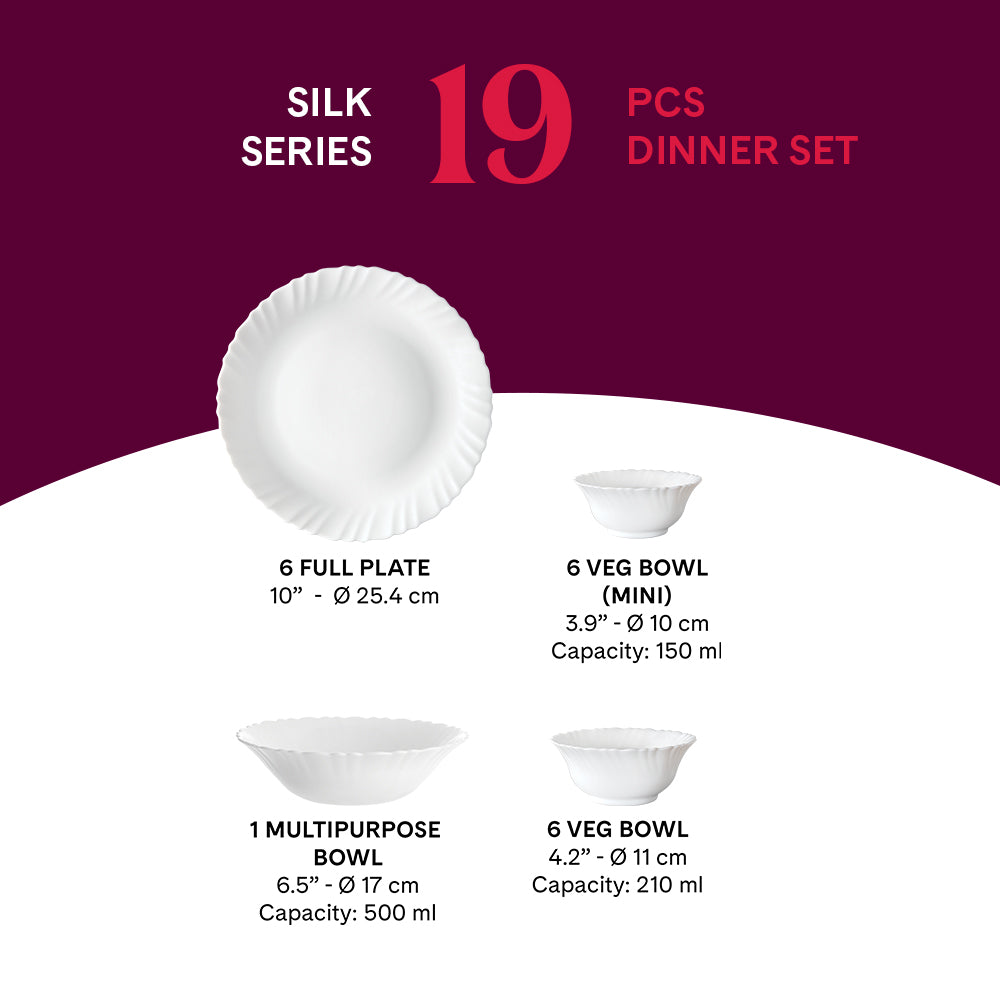 Larah by Borosil Stardust 19 pc Dinner Set 19 pc Set: Serves 6