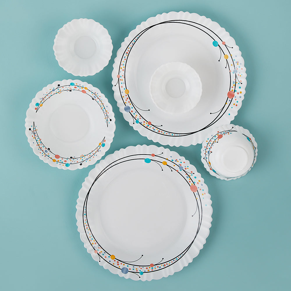 Larah by Borosil, Swirl Dinner Set, 19 pc