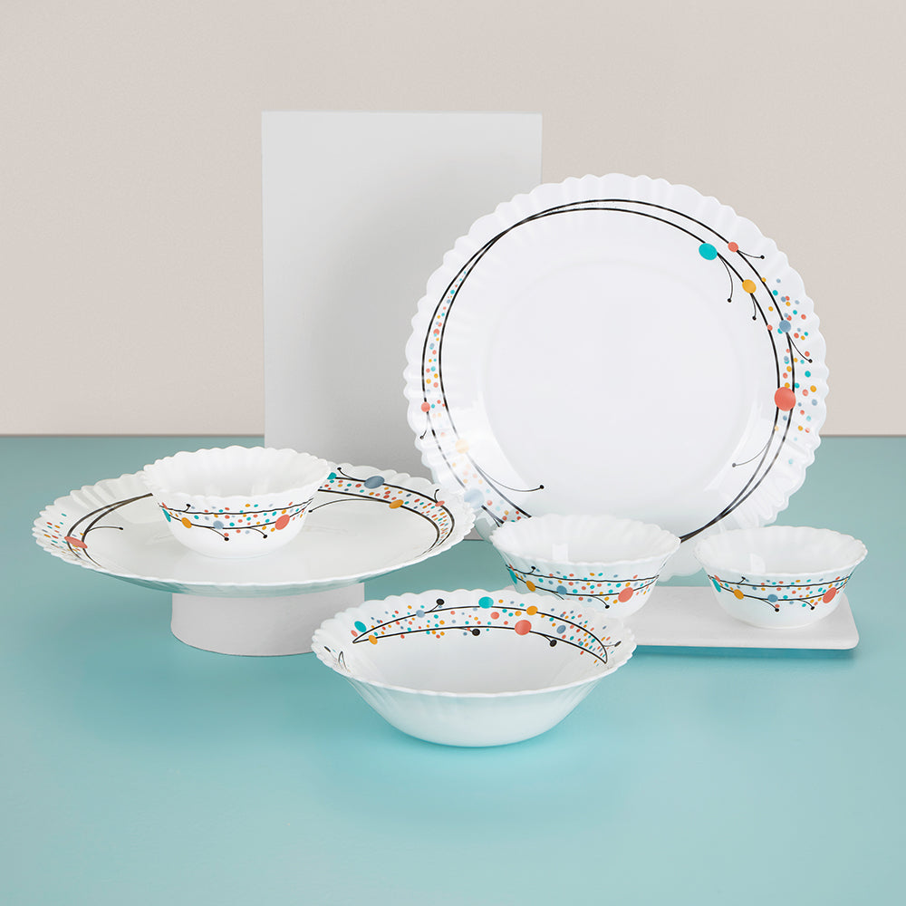 Larah by Borosil, Swirl Dinner Set 19 pc Set: Serves 6