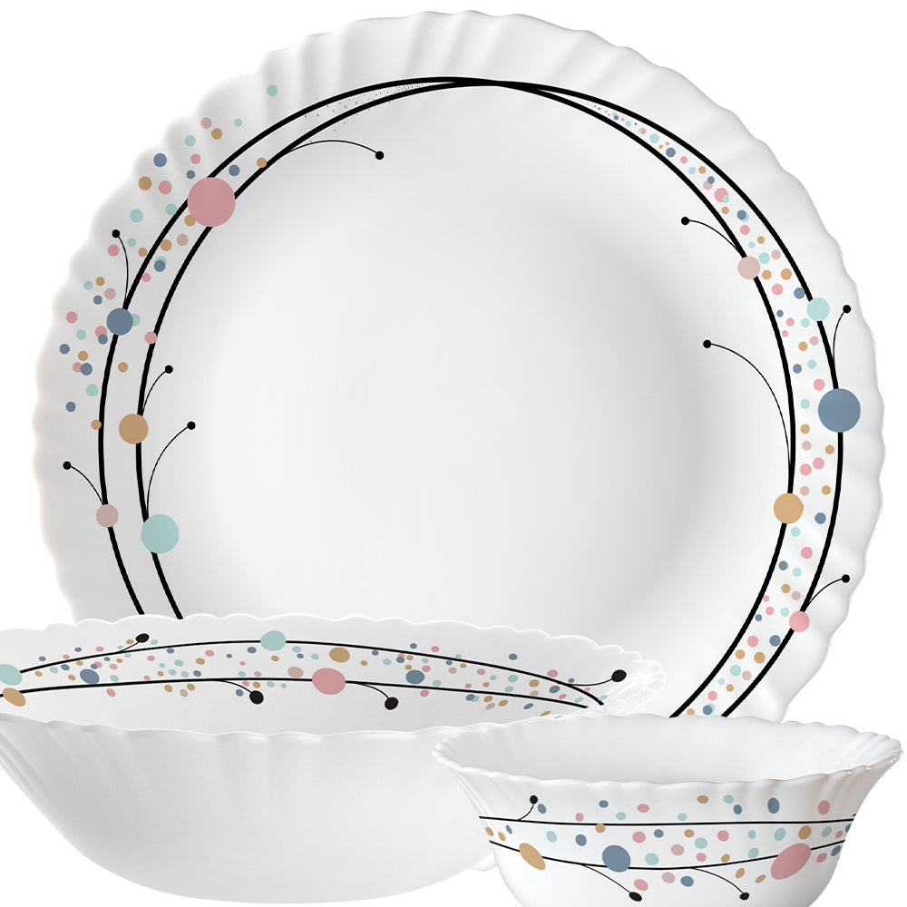 Larah by Borosil, Swirl Dinner Set 19 pc Set: Serves 6