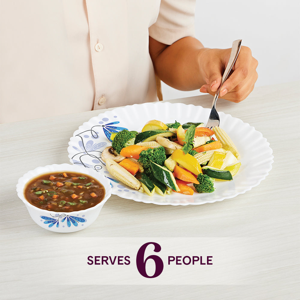 Larah by Borosil Twilight 19 pc Dinner Set 19 pc Set: Serves 6