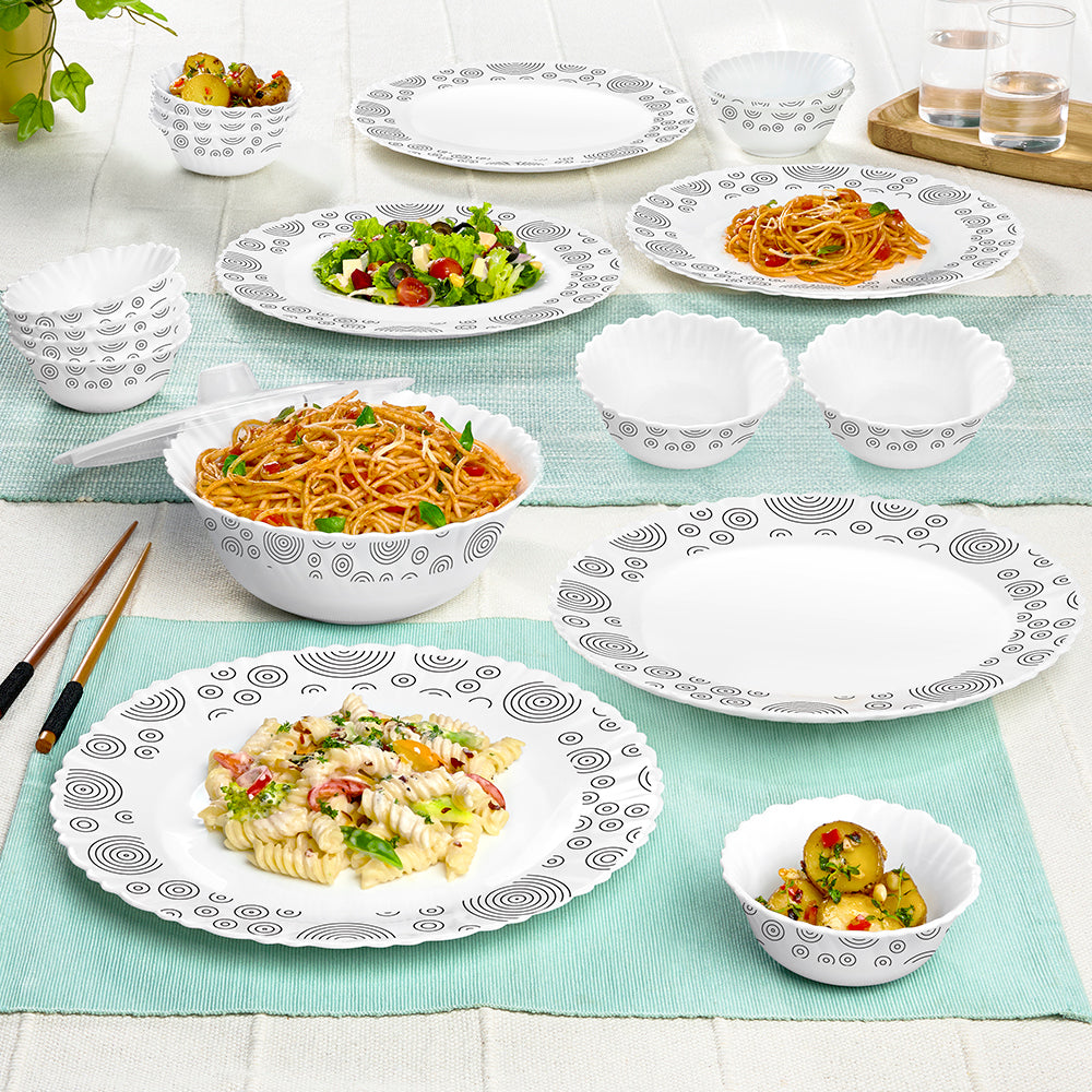 Larah by Borosil, Spiral Dinner Set 20 pc Set: Serves 6