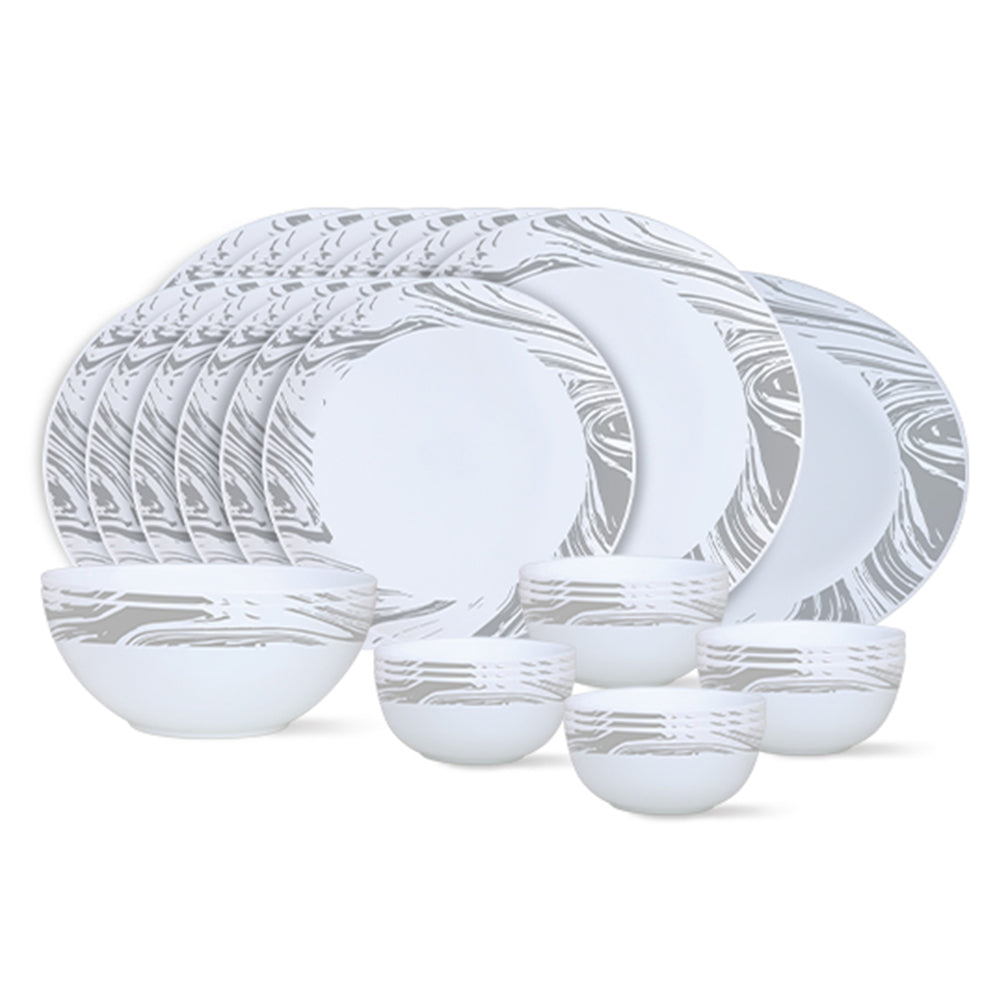 Larah by Borosil, Marble Dinner Set, 27 pc
