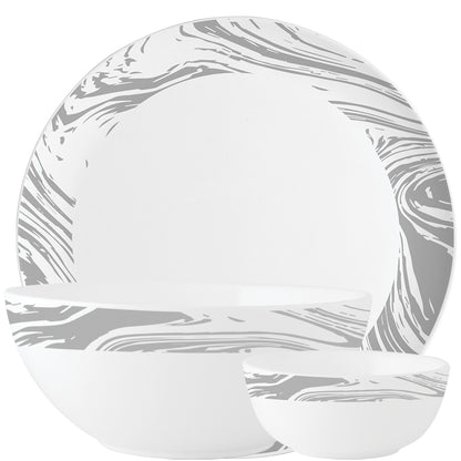 Larah by Borosil, Marble Dinner Set 27 pc Set: Serves 6